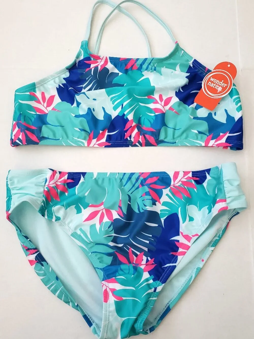 NWT Wonder Nation Girls 2-Piece Floral Swimsuit Size 18